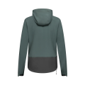 Vista trasera de la chaqueta Fox Ranger Wind Pullover Sage con bajo gris carbón y capucha.