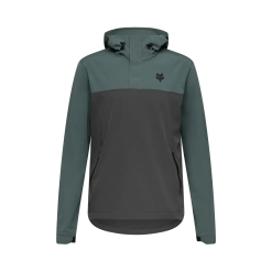 Sweat coupe-vent VTT Fox Ranger Wind Pullover Sage bicolore vert sauge et gris anthracite, vues de face et de dos.