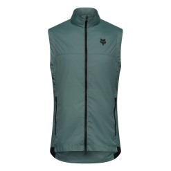 Fox Ranger Wind Vest Sage sleeveless MTB jacket front and back views