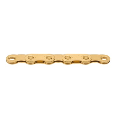 KMC Chaine X Flat TiN Gold Waxed pour transmissions Sram T-Type 12/13 vitesses - Purebike
