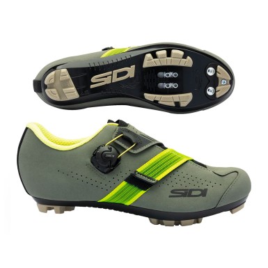 Zapatillas de MTB AERTIS - Verde militar/Amarillo