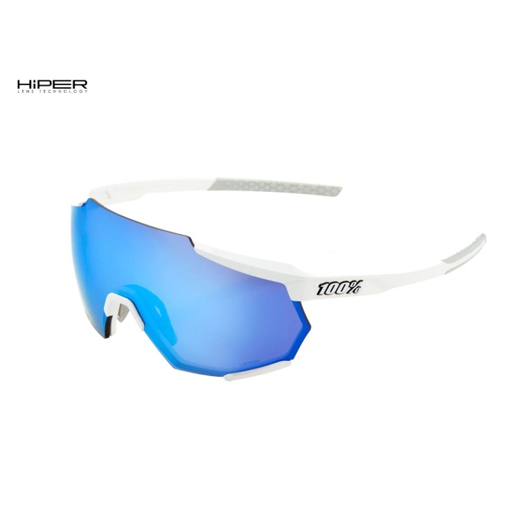 Lunettes Racetrap Matte White - Hiper Blue Mirror