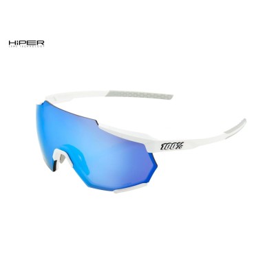 Lunettes Racetrap Matte White - Hiper Blue Mirror