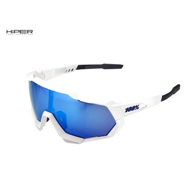 Lunettes Speedtrap Matte White - Hiper Blue Mirror - Purebike