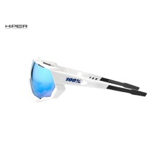 Speedtrap Matte White Sunglasses - Hiper Blue Mirror