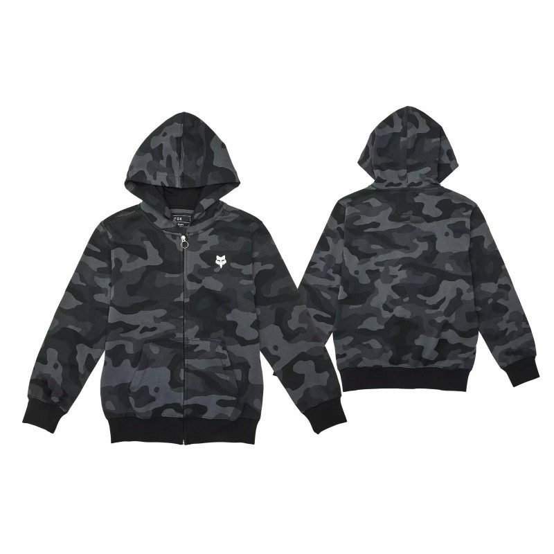 Sudadera infantil con capucha y cremallera Fox Head - Camuflaje negro