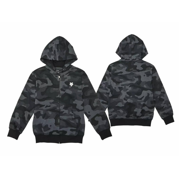 Sudadera infantil con capucha y cremallera Fox Head - Camuflaje negro