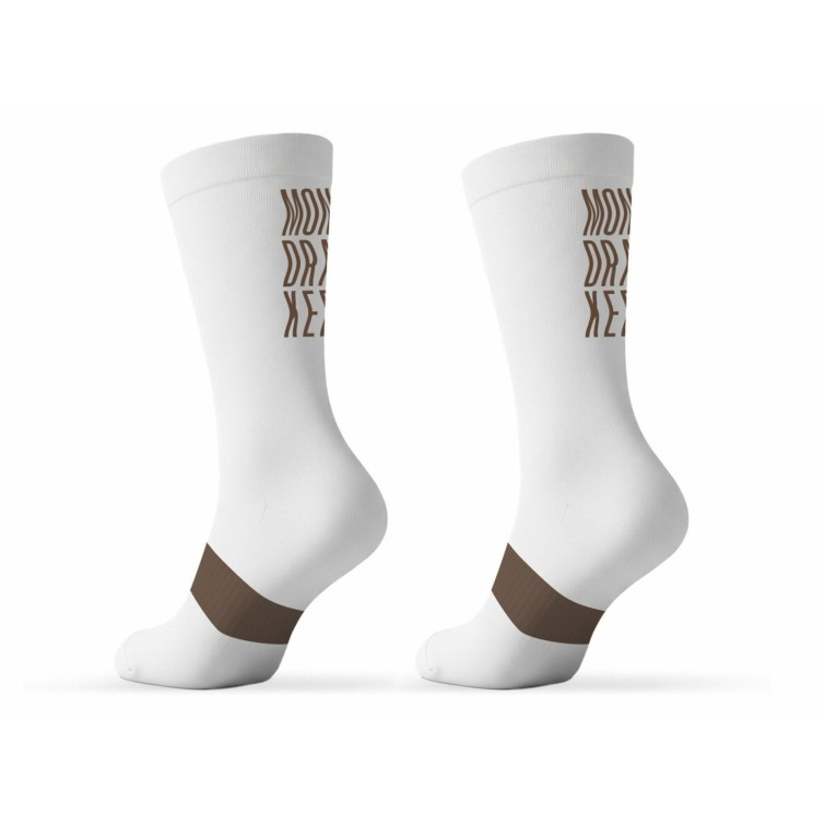 High-Performance Antimicrobial Socks - White/Brown