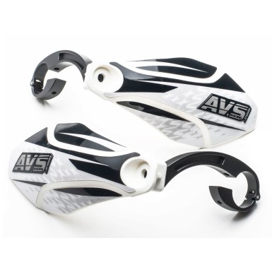 AVS Protège mains avec pattes aluminium - Blanc / Noir - Purebike