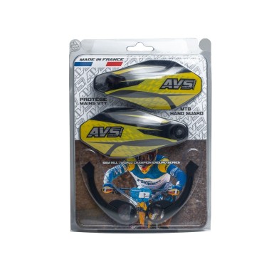 AVS Protège mains avec pattes aluminium - Noir / Jaune - Purebike