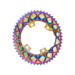 Premium Oval Chainring - 4-bolt 110 mm M9100/8000 - PVD Rainbow