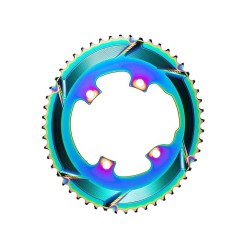 Premium Oval Chainring - 4-bolt 110 mm M9100/8000 - PVD Rainbow