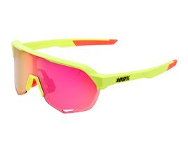 100% Lunettes S2 Matte Washed Out Neon Yellow - Purple Mirror