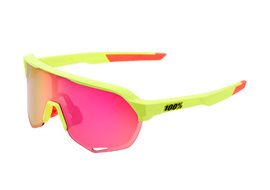 100% Lunettes S2 Matte Washed Out Neon Yellow - Purple Mirror